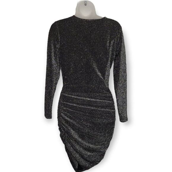 Leith Silver Metallic Long Sleeve Wrap Bodycon Dress sz S - Picture 8 of 10